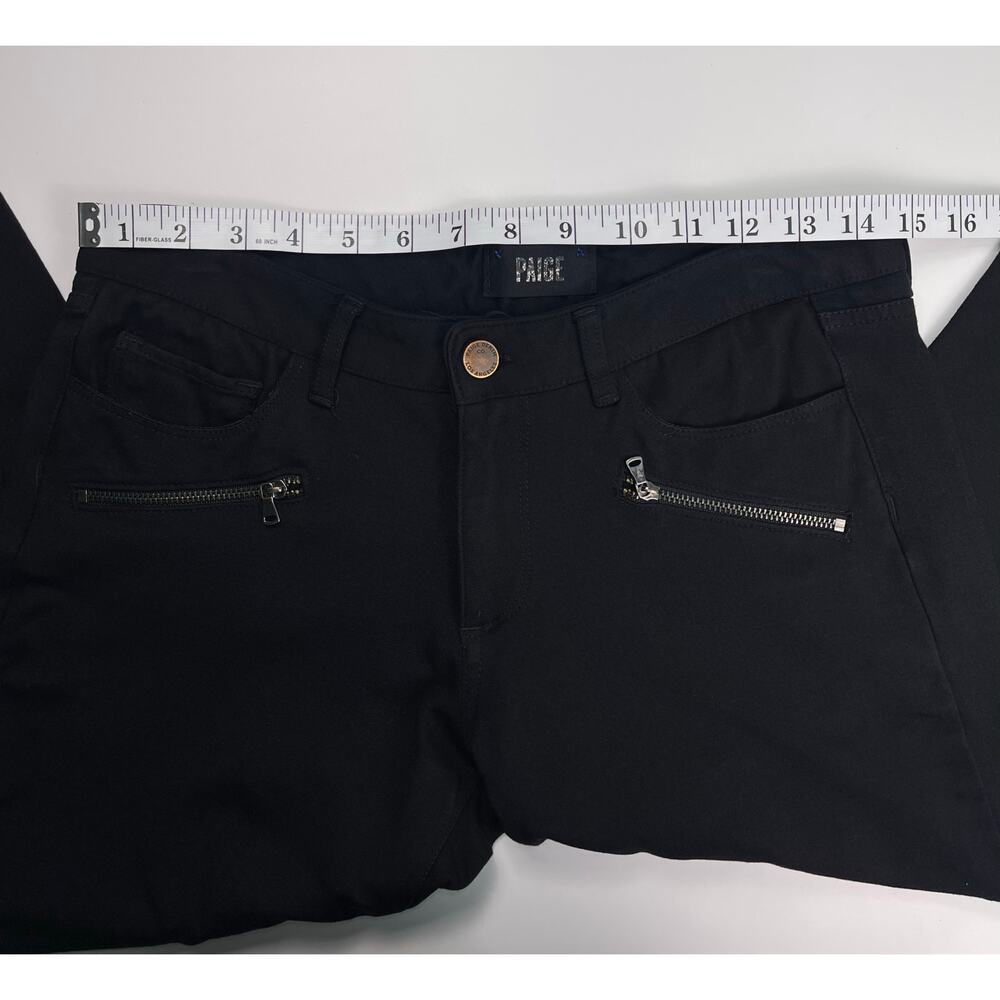 PAIGE Black Stretch Skinny Jeggings Zip Pocket Pants Size 29 - Picture 9 of 11